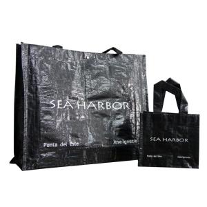 Buy cheap Durable PP Woven Shopping Bags Reusable water proof recycle  Black color from wholesalers