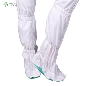 Buy cheap Blue stripe antistatic ESD cleanroom booties anti slip PVC safety soft sole long boots from wholesalers