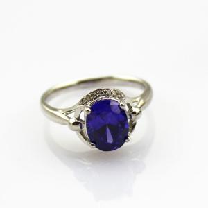 China White Gold Plated 925 Silver Ring  7mmx9mm  Cubic Zircon Amethyst Ring(R163) on sale