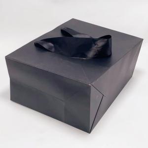 Exquisite Black Kraft Paper Bag Silk Handle Custom Printed Paper Shopping Bags