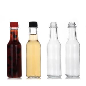 Woozy Square Glass Juice Bottles Empty Glass Ketchup Bottle 10Oz
