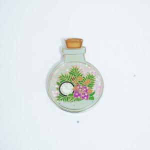 Stamped Silver Plating Custom Soft Enamel Pins Bottle Shape With Epoxy Dome