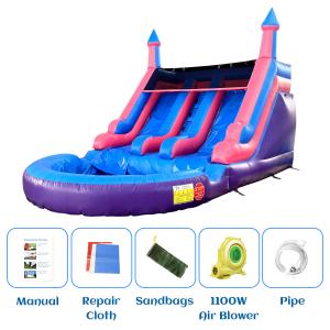 Buy cheap Outdoor Commercial Double Lane Inflatable Water Slides With Pool from wholesalers