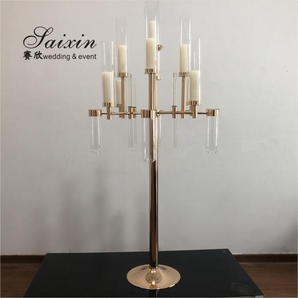 13 Arm Branch Glasses Metal Gold Candelabra Wedding Metal And Crystal Candelabra Candle Holder