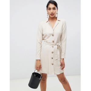 Buy cheap custom made fashion beige mini shirt dress with buttons from wholesalers