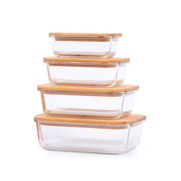Buy cheap Kitchen Square Glass Jar Lunch Box Container With Bamboo Lid Customizable and Durable from wholesalers