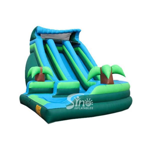 Quality Outdoor commercial kids giant inflatable curve water slide with pool made of best pvc tarpaulin from Sino Inflatables for sale