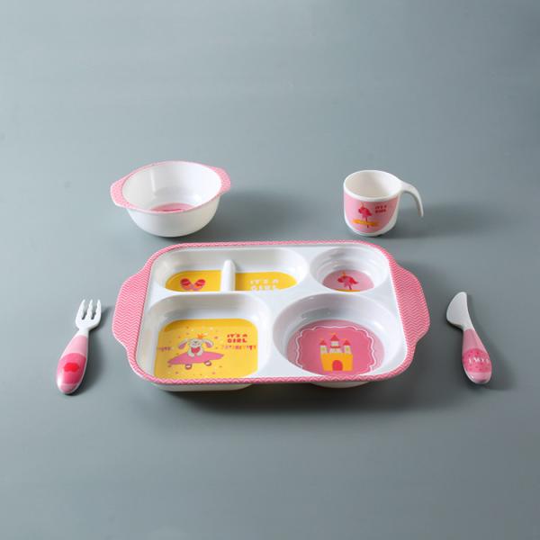 Quality Cartoon A5 melamine Children Dinner Set Monster Printed for sale