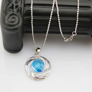 Buy cheap Sterling Silver Oval Blue Topaz Cubic Zirconia Charm Pendant (P18) from wholesalers