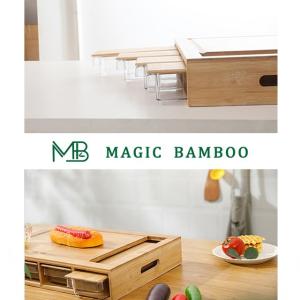 OEM ODM Natural Bamboo Cutting Board with Multifunction Storage and 4 Plastic
