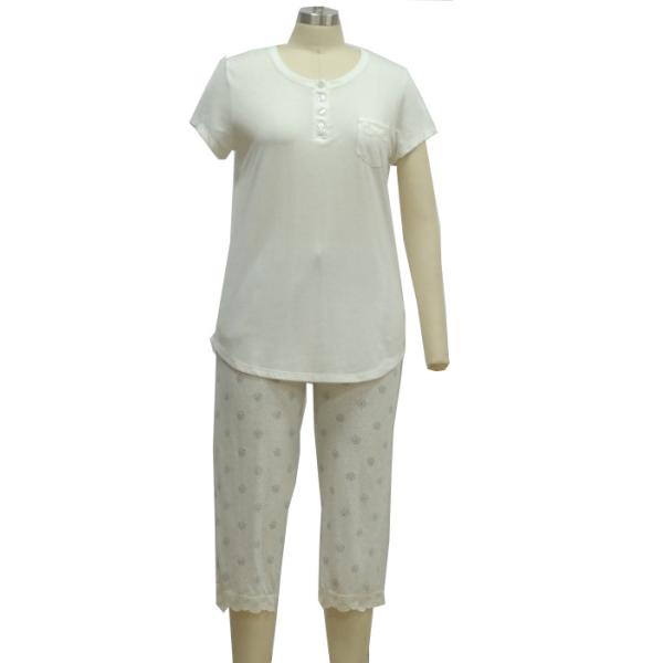 Buy cheap Solid Color Ladies Pajama Sets Womens Summer Sleepwear Customized Logo from wholesalers
