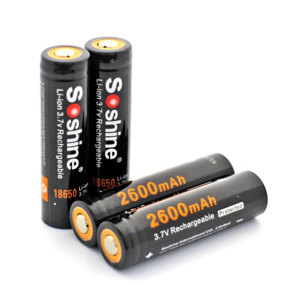 Buy cheap Soshine high quality rechargeable Li-ion 18650 2600mAh battery with PCB, best for torches from wholesalers