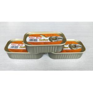 Custom Canned Sardine Fish In Soya Bean Oil Lithographic Printing OEM Brand