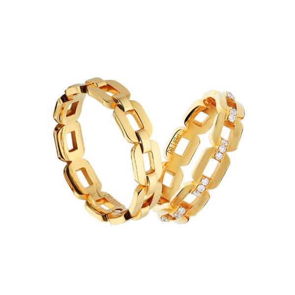Quality 18k Gold Diamond Unique Chain OEM ODM Personalized Couple Rings for sale