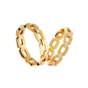 Buy cheap 18k Gold Diamond Unique Chain OEM ODM Personalized Couple Rings from wholesalers