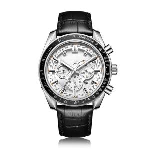 Buy cheap 45mm Alloy Shell Mens Mechanical Watches Leather Strap Automatic Movement from wholesalers