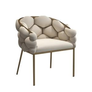 Buy cheap Velvet Tufted Dining Room Chairs Adjustable Beige Upholstered Dining Chairs from wholesalers