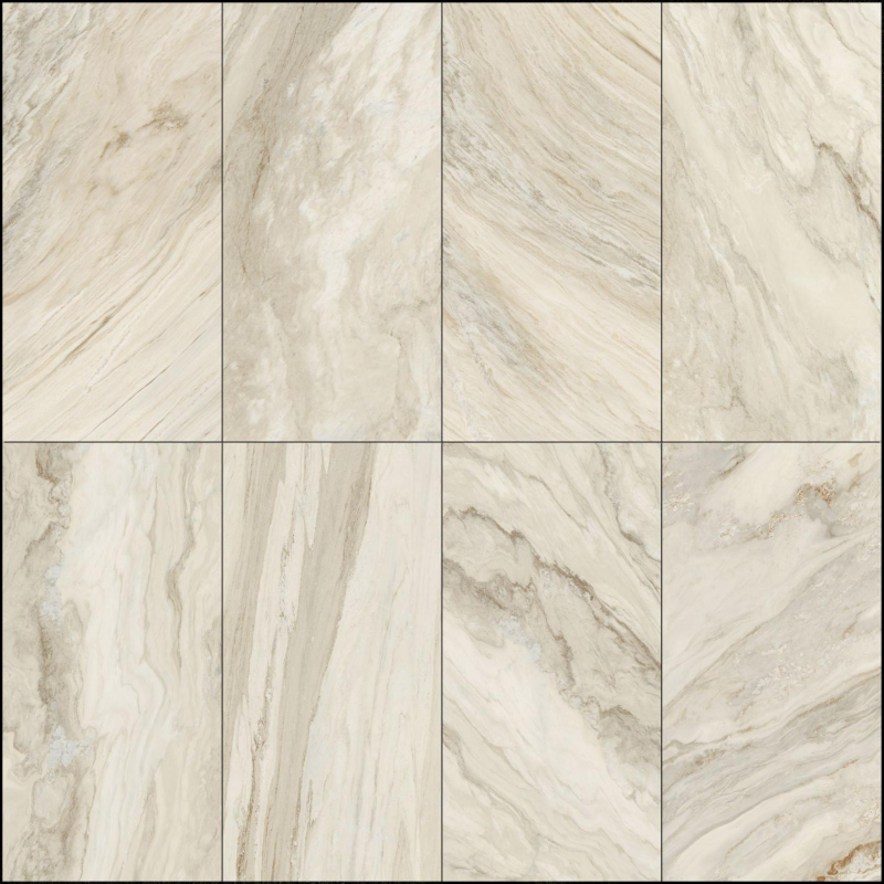 Matching grout glazed ceramic floor and wall tiles featuring rectified edge