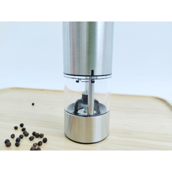 Quality Round Silver Stainless Steel Pepper Grinders With Adjustable Grind Settings for sale