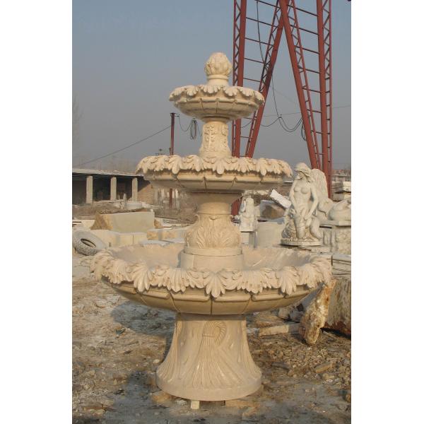 Quality 3 Tier Flower Carved Stone Marble Water Standing Fountain for sale