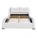 Buy cheap Luxury Headboard Faux Leather Bed Double Size With Pillow Curve Shape White PU from wholesalers