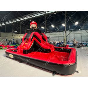 Commercial Super Mario Bros Theme Inflatable Water Slide With Pool For Sale Or