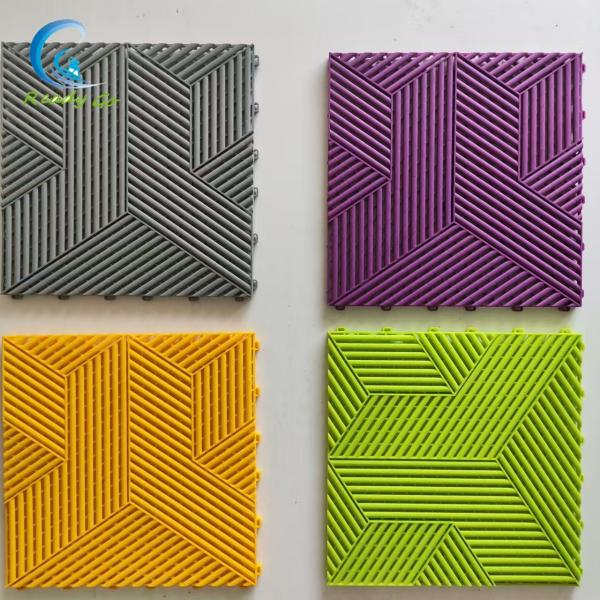 1.2 Lbs Per Tile Interlocking Garage Tile with 3D Cubic Pattern Waterproof