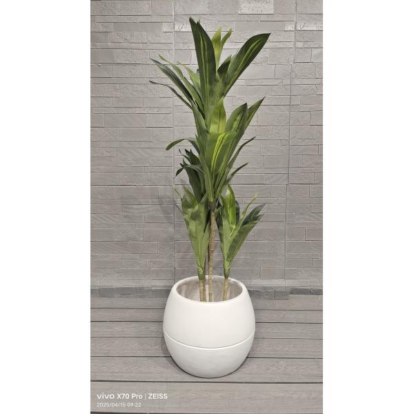 White Ball Design Sporty Fun - Themed Appearance Tapered Spherical Fiber Clay Flower Pot