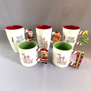 Buy cheap Custom 500ml Ceramic Mugs , Ceramic Christmas Cup With Tree Handle from wholesalers