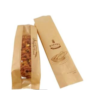 Buy cheap Kraft Bakery Plastic Bread Bags With Window Recyclable Customized product