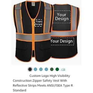 Buy cheap Custom Safety Vest with Logo,Custom Your Logo in High Visibility Reflective Vest Work Wear with Zipper & 5 Pocket from wholesalers