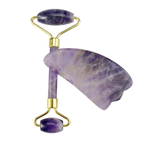 Quality Natural Amethyst Crystal Gua Sha And Jade Roller for sale