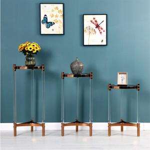 Buy cheap European Modern Style Tempered Glass Stainless Steel Side Table from wholesalers