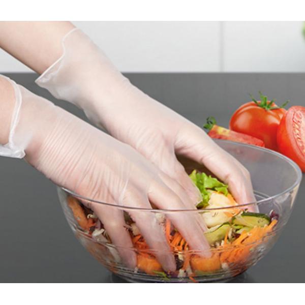 Quality Food Grade Clear Powder Free Vinyl Gloves Latex Free Not Easy To Pierce for sale