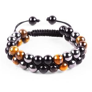 Buy cheap Adjustable Double Layer Handmade Triple Stone Braided Rope Healing Bracelet from wholesalers