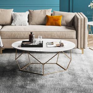 Buy cheap Modern SS Coffee Table Man Made Marble Top 12mm Tempered Glass from wholesalers