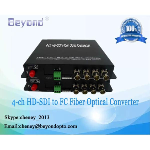 Quality 4-ch HD-SDI video to FC singlemode Optical fiber media converter,applicable security monitoring cameras for sale