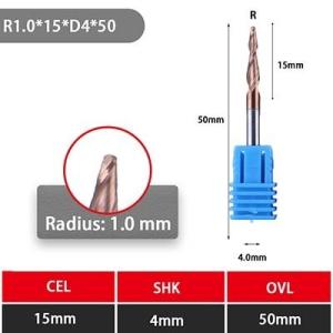 4 Flutes 3/8" TiN Coated Tapered End Mills