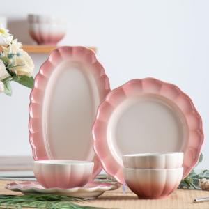Buy cheap Stunning Pink Ceramic Plates 6-Piece Dinnerware Set For Special Occasions And Presents from wholesalers