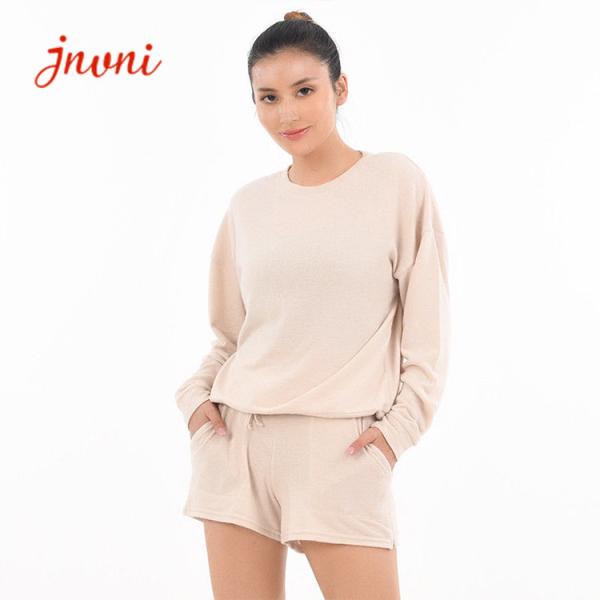 Buy cheap Buttery Super Soft Womens Pajamas Long Sleeve Crewneck Sweatshirts And Shorts from wholesalers