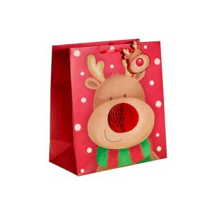 Buy cheap Custom Design Merry Christmas Xmas Paper Gift Bags With Honeycomb and POP UP attachment product