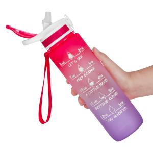 Buy cheap Translucent 32oz Water Bottle With Time Marker Carry Strap from wholesalers