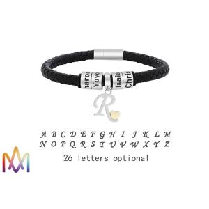 Buy cheap 17g Antifatigue Beads Mens Engraved Bracelets With Alphabet Charm from wholesalers