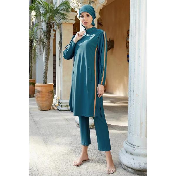 Solid Color Printed Islamic Swimwear For Women