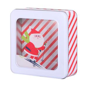 Buy cheap Custom Square Cookie Tins Holiday Metal Tin Container with PVC Clear Window Vintage Tin Boxes with Lids from wholesalers