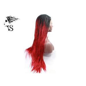 Red Synthetic Braided Wigs With Dark Roots , Black Women Box Braid Lace Wig