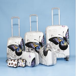 Buy cheap Zipper Password Lock Butterfly Print 5-Piece Classic Style ABS PC Hard Shell Suitcases for Durable Multi-Function Travel from wholesalers