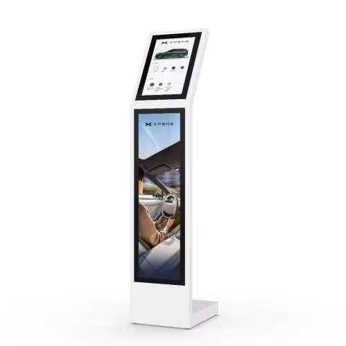 China 15.6inch Touch Screen and 29inch Stretched Bar Display Digital Interactive Information Kiosk Black or White L Type Vertical Screen Touch Screen Kiosk on sale