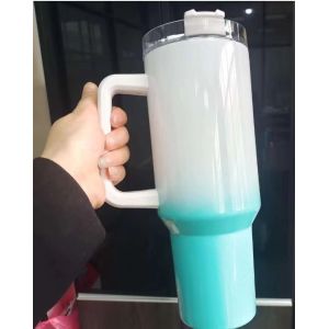 40oz Blank Glitter Sublimation Tumbler With Gradient Rainbow Paint Custom