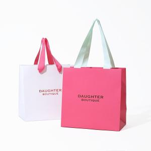 Buy cheap Custom Printed Pink Matte Laminated Shopping Euro Tote Paper Bag With Logos from wholesalers